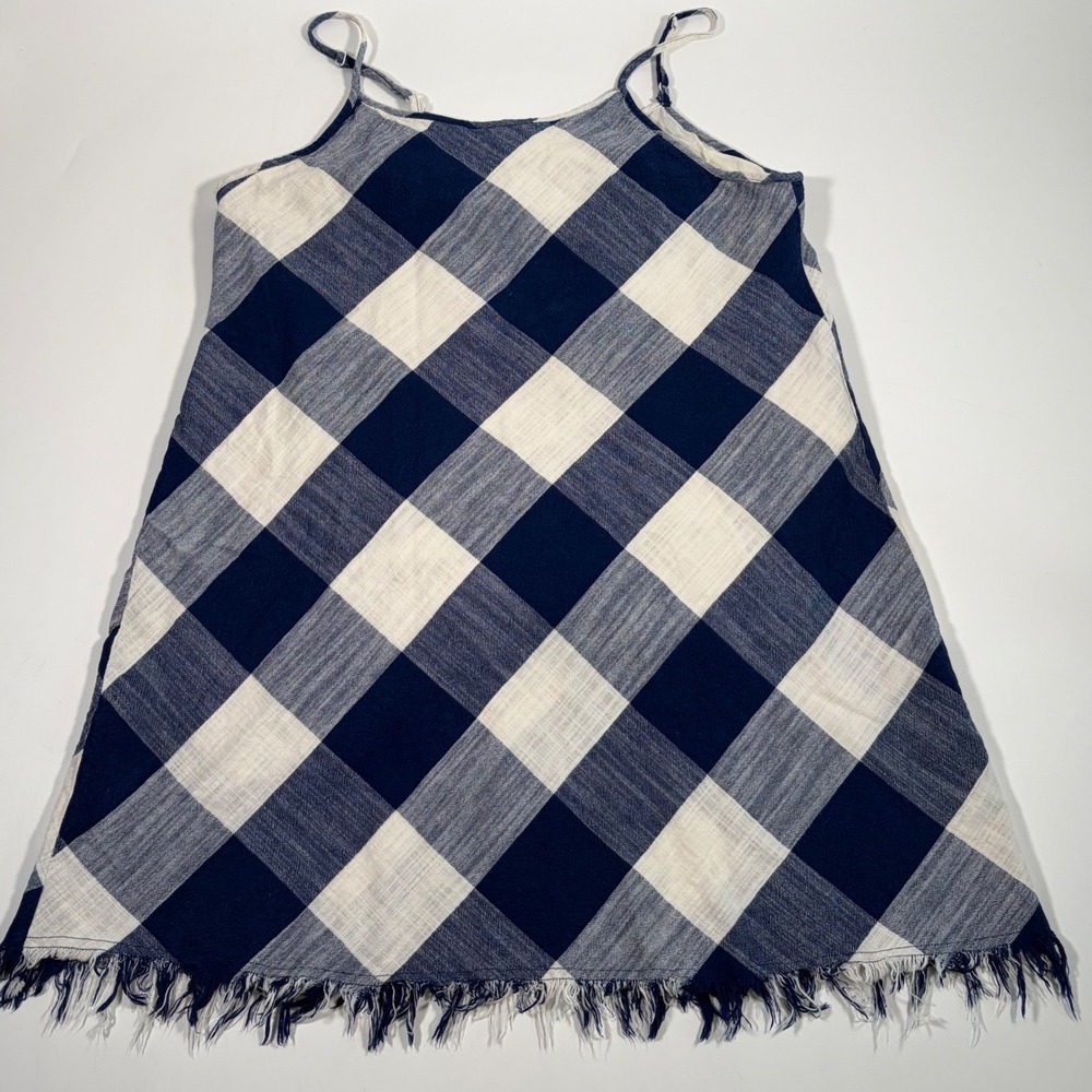 Natural Reflections Navy Plaid Mini Dress XL Boho Coastal Cowgirl Cottagecore